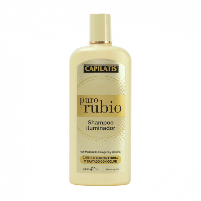 Capilatis puro rubio shampoo iluminador con manzanilla, colágeno y elastina x 420 ml.
