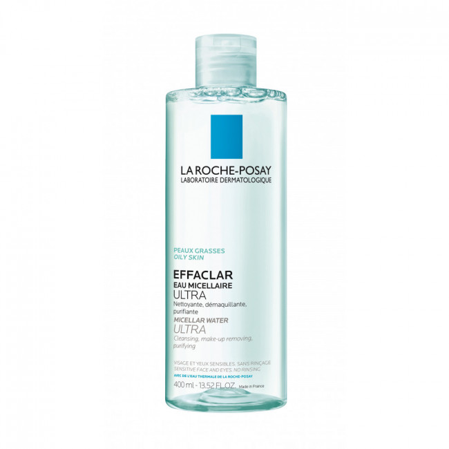 La roche posay effaclar agua micelar de limpieza facial para pieles grasas y acneicasx 400 ml.