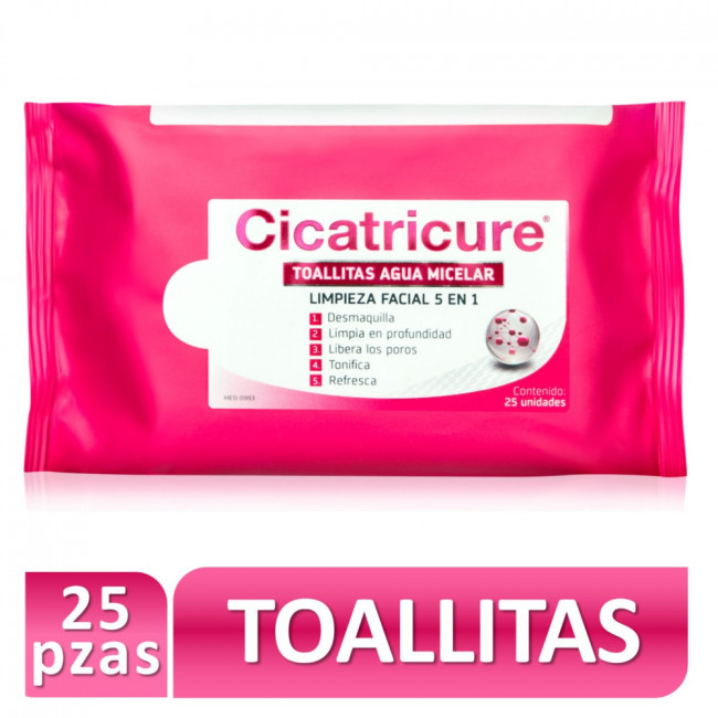 Cicatricure toallitas agua micelar de limpieza-demaquillante x 25 unidades 
