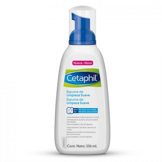 Cetaphil espuma facial limpieza suave x 236 ml.