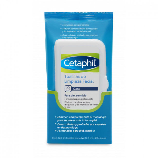 Cetaphil toallitas de lipieza y deaquillante para pieles sensibles x 25