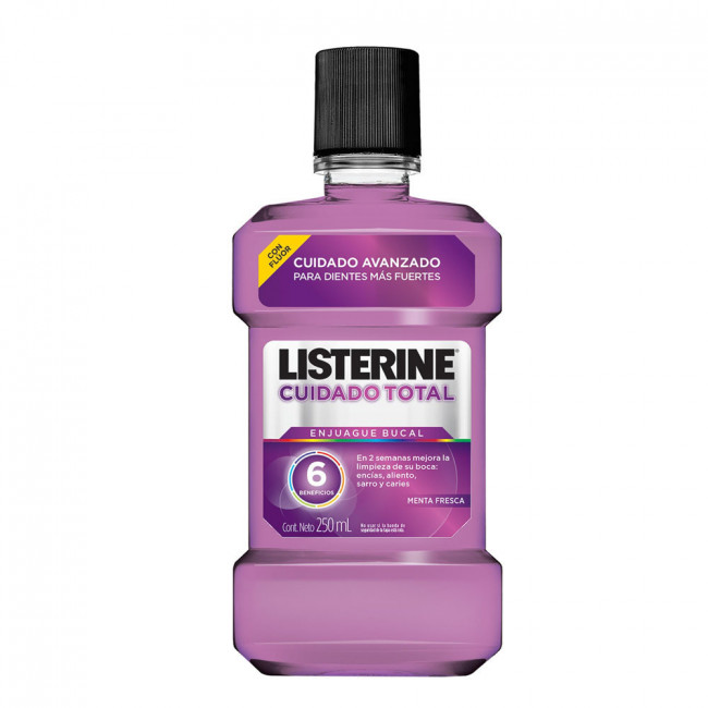 Listerine enjuague bucal total con fluor x 250 ml.