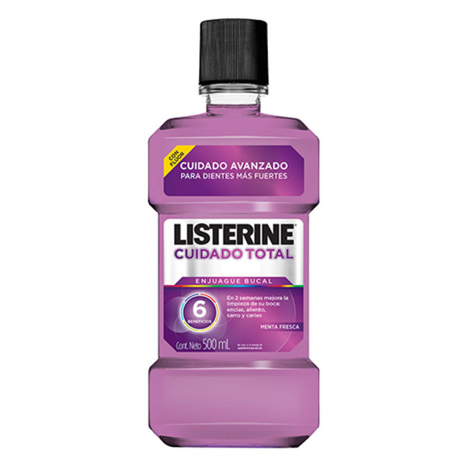 Listerine enjuague bucal total con fluor x 500 ml.