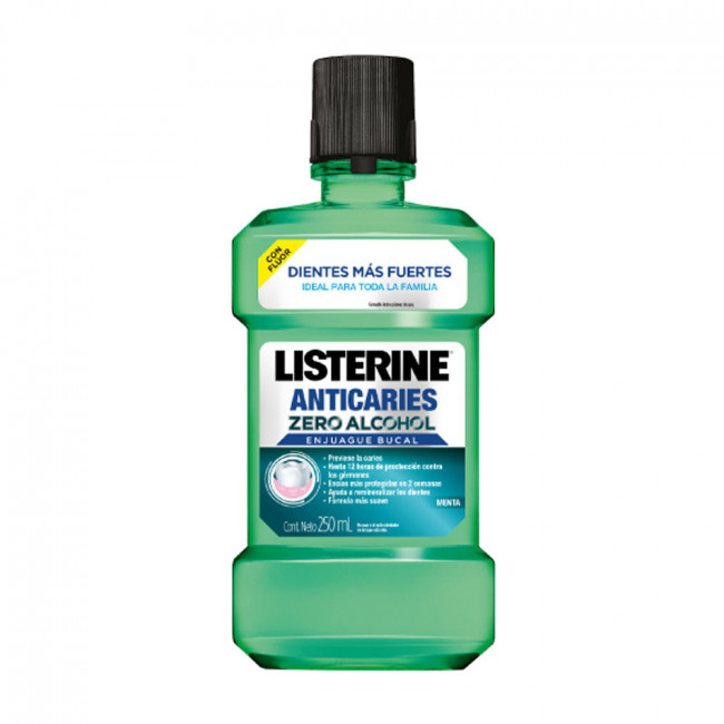 Listerine enjuague bucal zero anticaries x 250 ml.