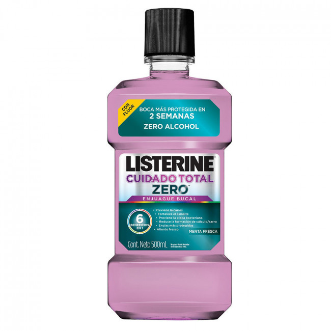 Listerine enjuague bucal zero cuidado total x 500 ml.