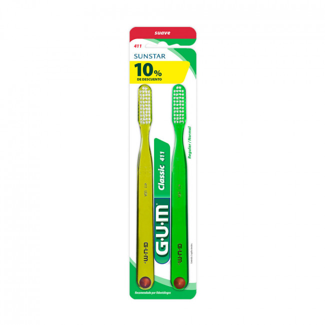Gum cepillo dental 411 classic suave promo x 2 unidades.