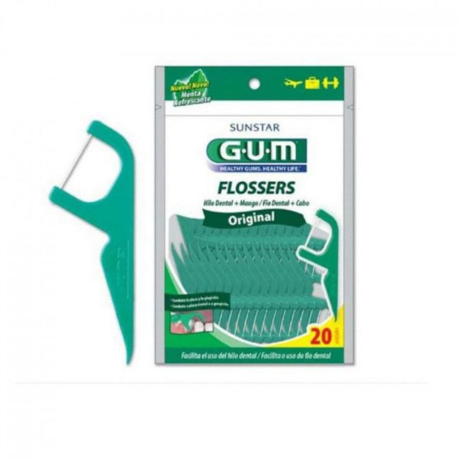 Gum hilo dental con mango sabor menta x 20 unidades.