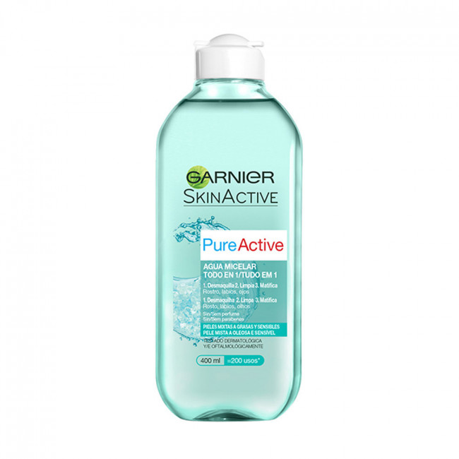 Garnier skin active agua micelar de limpieza facial piel mixta a grasa x 400 ml.