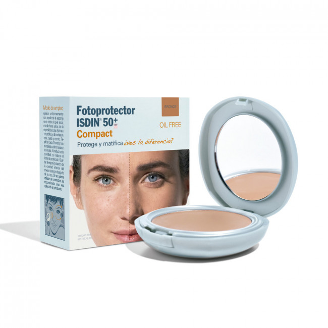 Isdin fotoprotector  50 compacto color bronce para rostro.