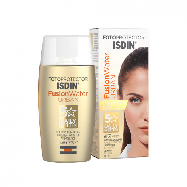 Isdin fotoprotector factor 30  fusion water urban, protección facial ultraligera de uso diario...