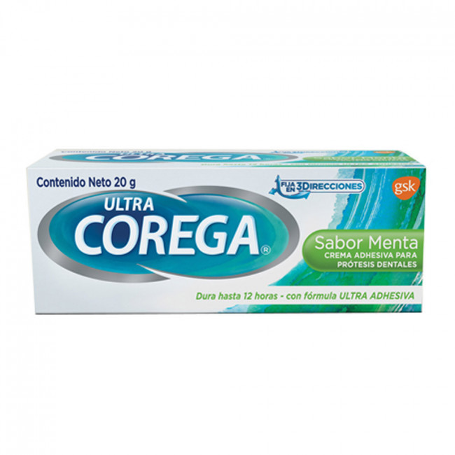 Ultra corega crema adhesiva dental sabor menta x 20 grs.