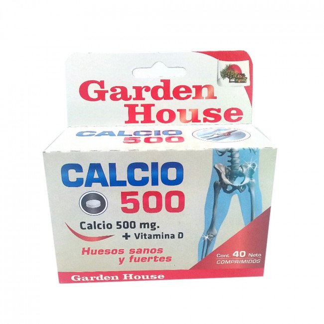 Garden house calcio 500 mg + vitamina d x 40 comprimidos.