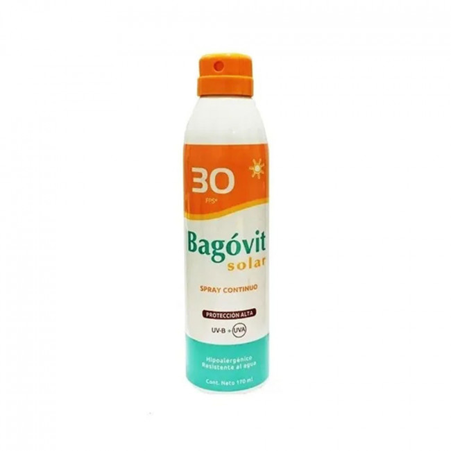 Bagovit protector solar factor 30 spray continuo corporal y facial x 170 ml.