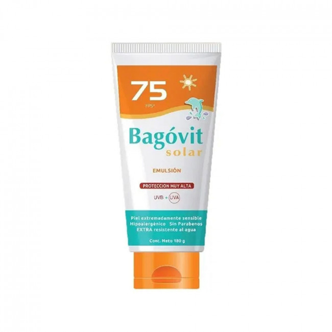 Bagóvit protector solar factor 75 Bebés emulsión libre de parabenos, indicada para niños mayores...