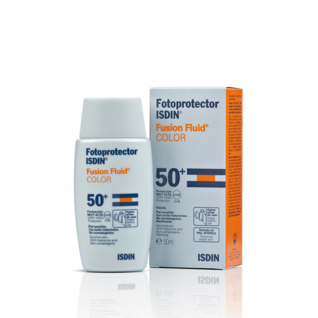 Isdin fotoprotector facial factor 50 fluído color, textura ultraligera, suave tono color...