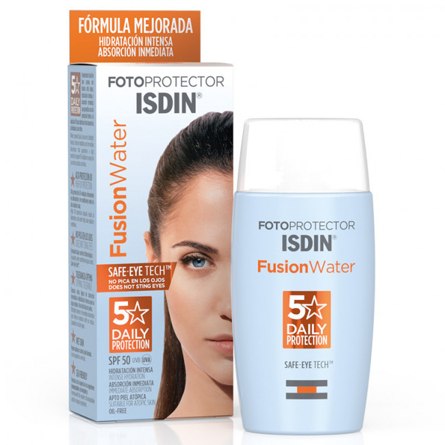 Isdin foto isdin protector solar factor 50 fusion water para rostro x 50 ml.
