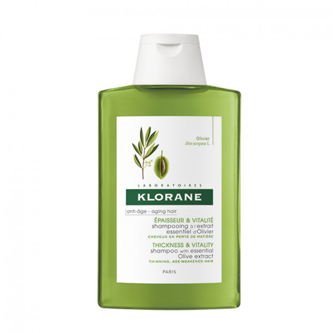 Klorane shampoo de olivo, principio activo anti-edad de doble acción para el cabello y cuero...