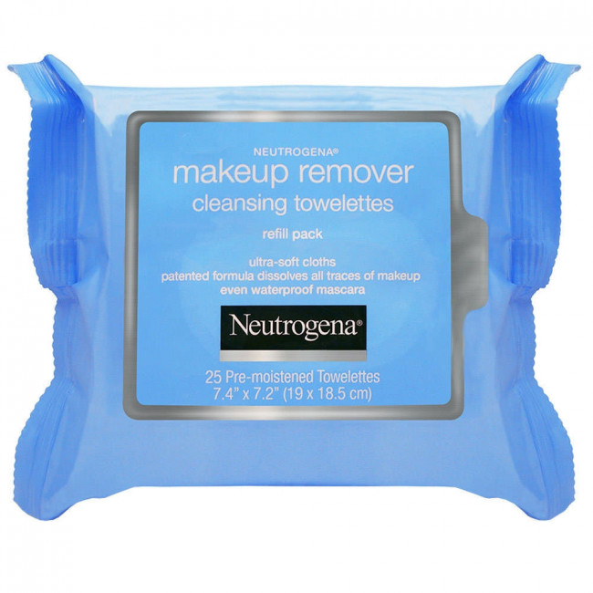 Neutrogena toallitas de limpieza y demaquillantes para piel sensible x 25 unidades.