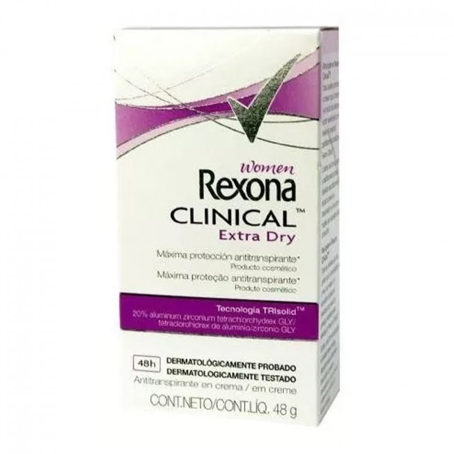 Rexona clinical desodorante mujer barra extra dry x 48 grs. 