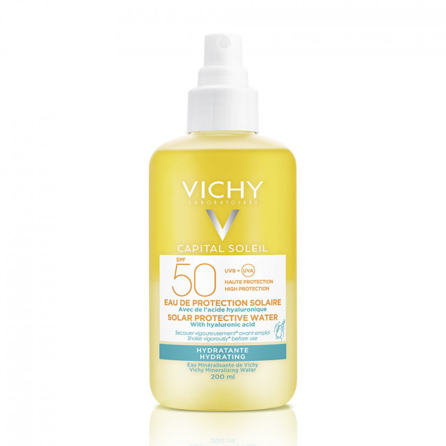 Vichy capital soleil protector solar factor 50, agua hidratante, ultra ligera con ácido...
