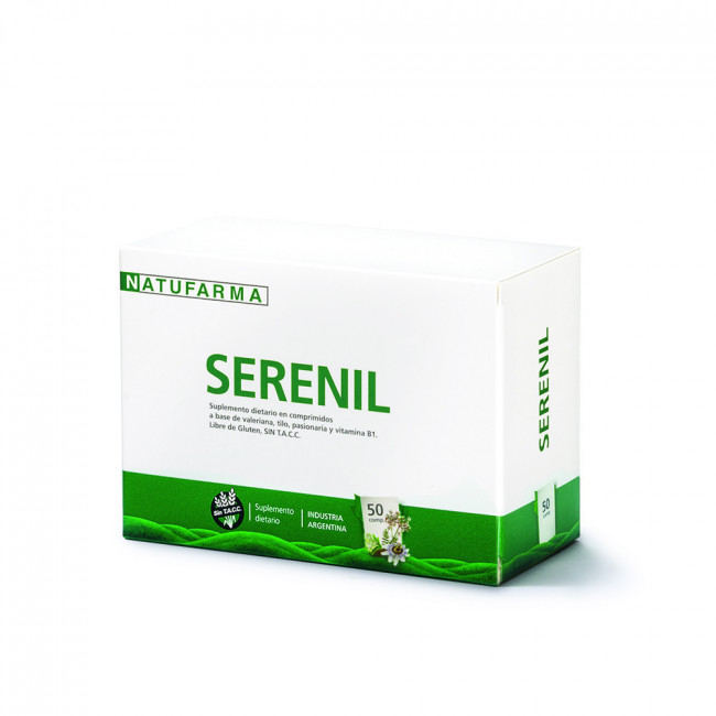 Natufarma serenil, suplemento dietario que actúa como sedante natural x 20 comprimidos.