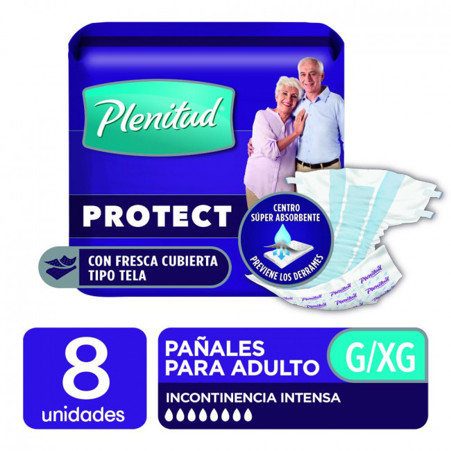 Plenitud pañales adultos protec xg x 8 unidades.