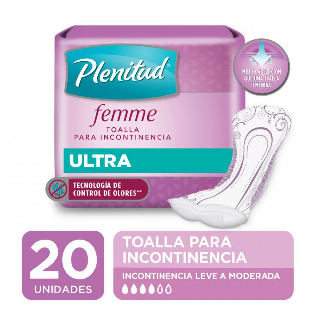 Plenitud protección femenina toallitas fem ultra sin alas x 20 ml.