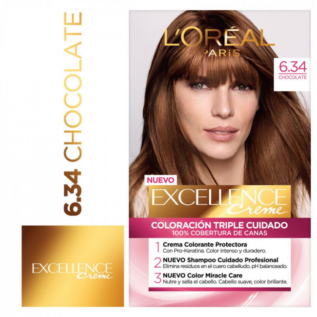 Excellence colágeno coloración para el cabello n 6.34