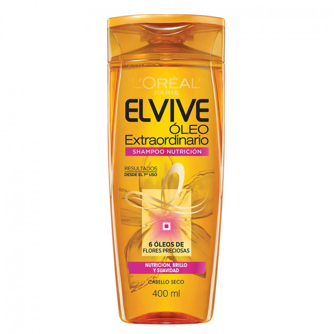 Elvive shampoo óleo nutritivo extraordinario, nutrición, brillo y suavidad para cabellos secos x...