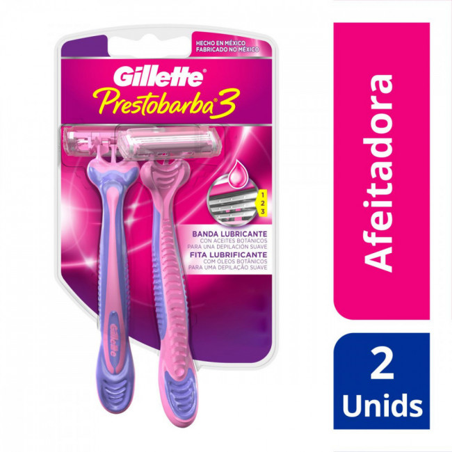 Prestobarba máquina afeitar 3 hojas mujer x 2 unidades.