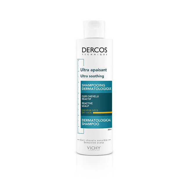 Vichy dercos shampoo ultra calmante cabello seco x 200 ml.