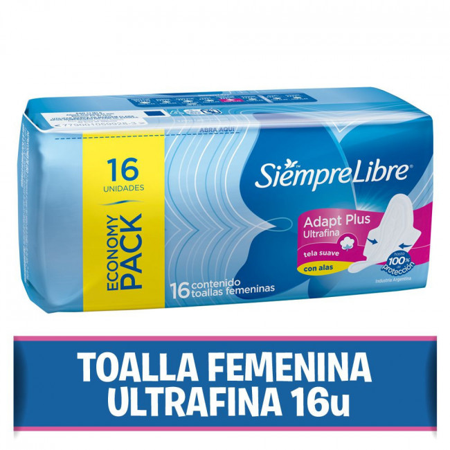 Siempre libre protección femenina ultra fina con alas x 16 unidades.