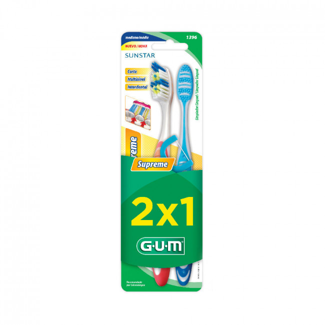 Gum cepillo dental 1396 con limpiador lingual mediano 