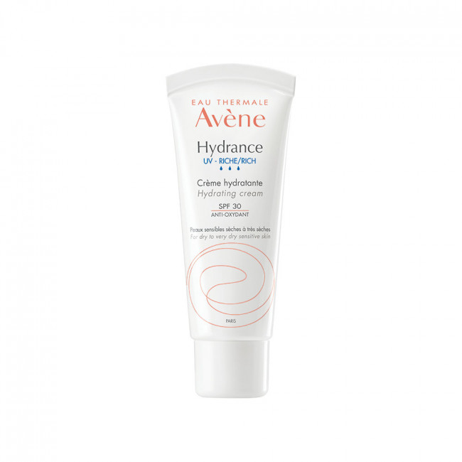 Avene Hydrance Riche crema hidratante facial UV con factor 30, para pieles sensibles,...