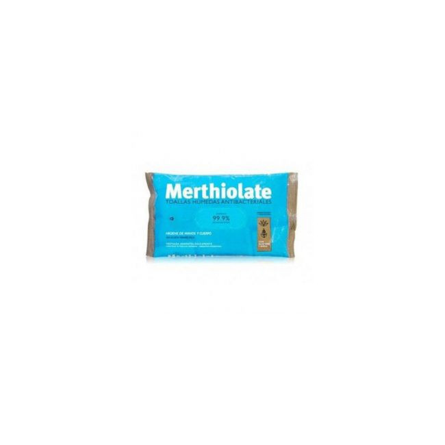 Merthiolate toallitas húmedas antibacterial x 10 unidades.