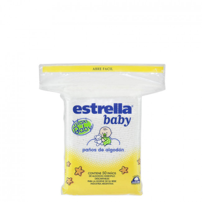 Estrella baby paños maxi de algodón x 50 unidades. 