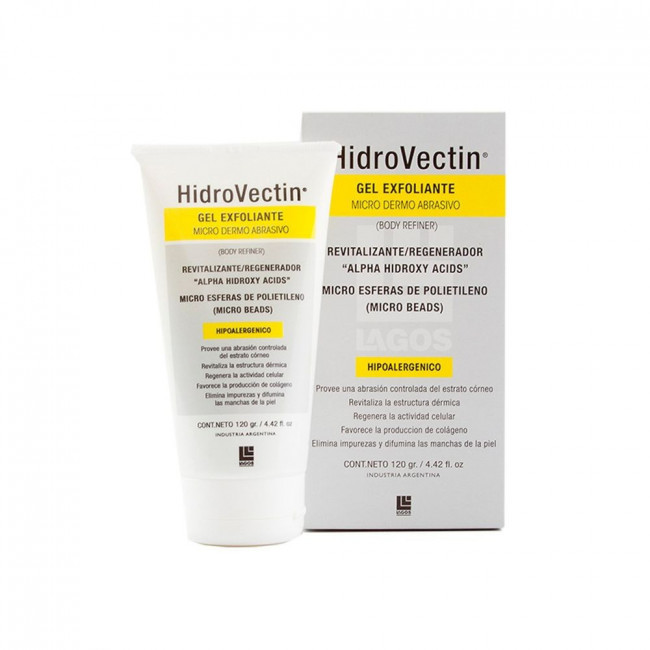 Lagos hidrovectin gel exfoliante microdermoabrasivo corporal con filtro solar, difumina las...