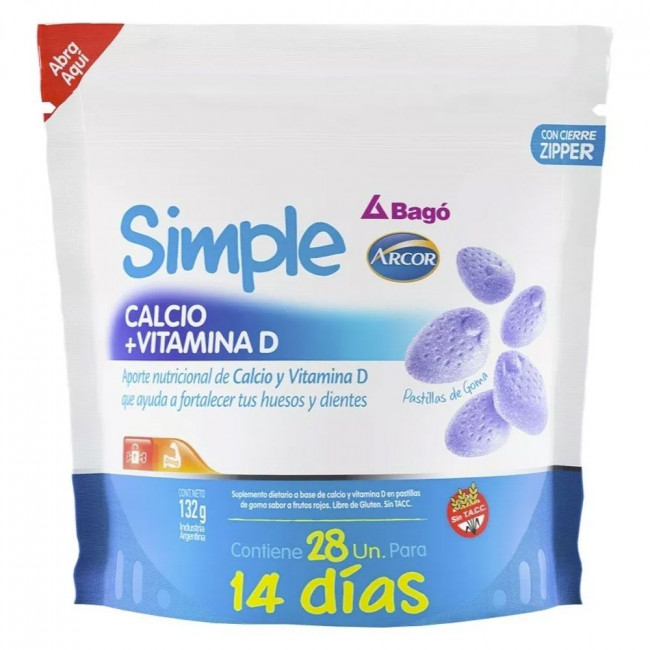 Simple calcio + vitamina d, fortalece huesos, dientes y ayuda a prevenir la osteoporosis x 28...