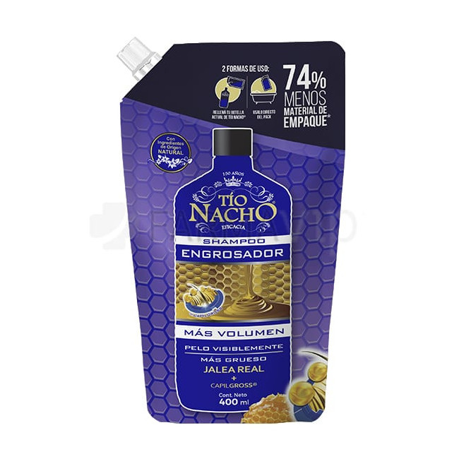 Tio nacho shampoo repuesto engrosador x 400 ml.