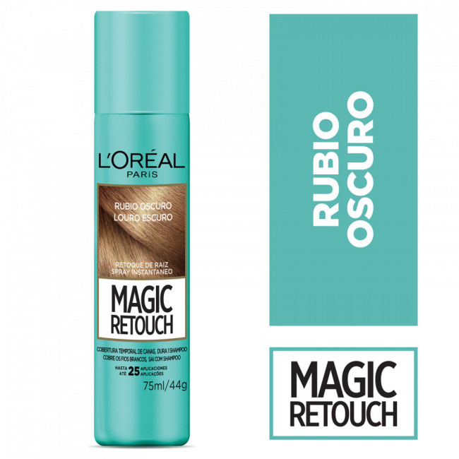 Loreal magic retouch rubio oscuro, spray retocador temporal del crecimiento de tus raíces en solo...