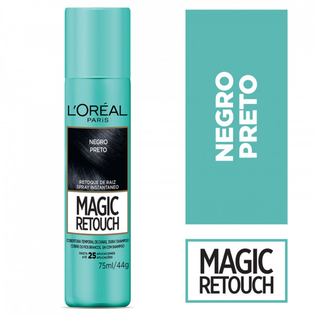 Loreal magic retouch negro, spray retocador temporal del crecimiento de tus raíces en solo 3...