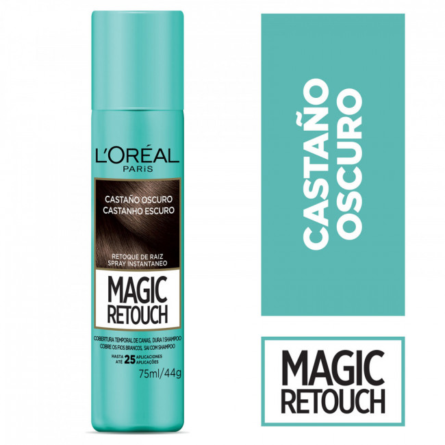 Loreal magic retouch castaño oscuro, spray retocador temporal del crecimiento de tus raíces en...