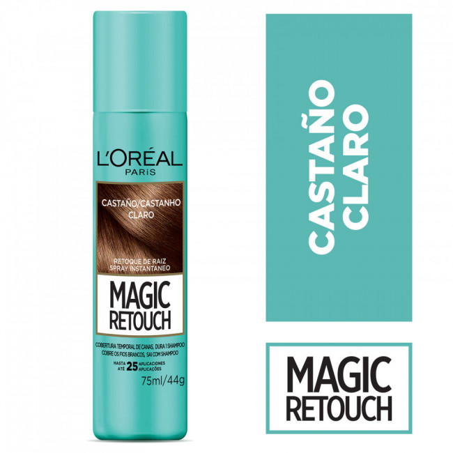 Loreal magic retouch castaño claro, spray retocador temporal del crecimiento de tus raíces en...