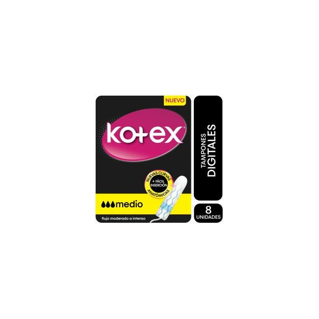 Kotex tampones medio x 8 unidades.