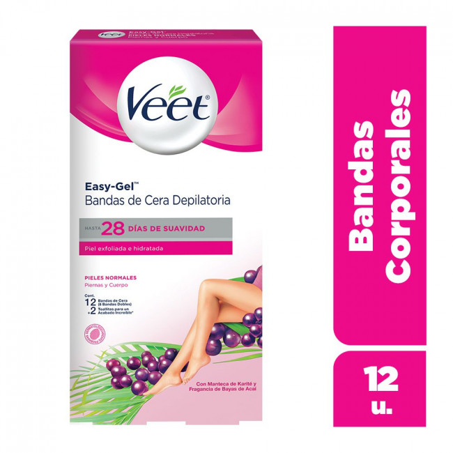 Veet banda depilatoria normal para cuerpo x 12 unidades.