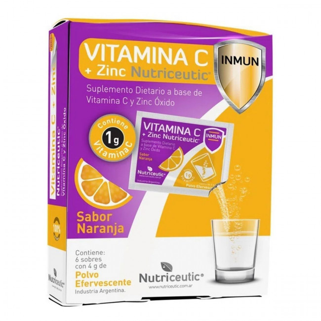 Nutriceutic vitamina c +zinc x 6 sobres.