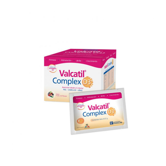 Valcatil complex d3 suplemento dietario para cabello, uñas y piel x 15 sobres.