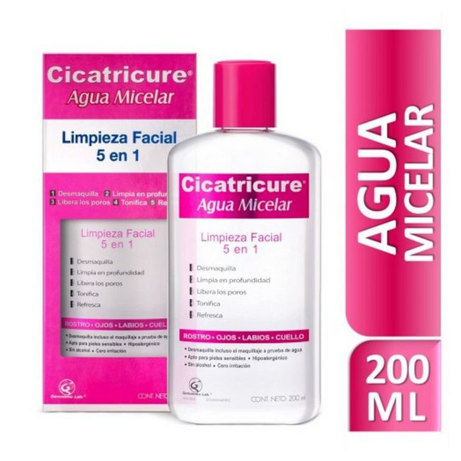 Cicatricure agua micelar de limpieza 5 en 1 x 200 ml.