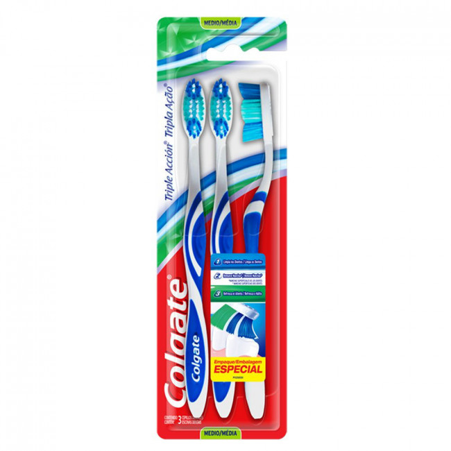 Colgate cepillo dental triple acción medio 3 x 2