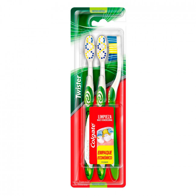 Colgate cepillo dental twist medio x 3 unidades